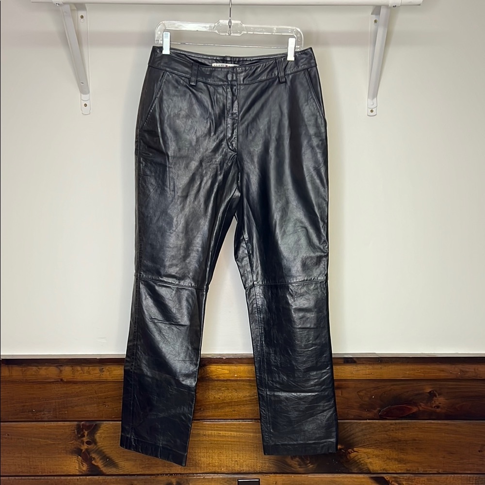 Vintage 2001 Tommy Hilfiger Fully‎ Lined Black Leather Pants- 8
